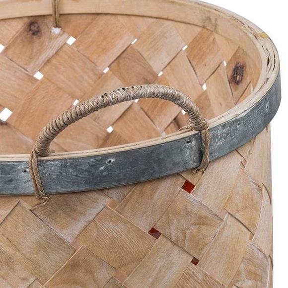 1 Large A&B Home Woven Bamboo Basket with Galvanized Trim (Large shown in photo) - Picture 4 of 6